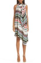 Women's Oscar De La Renta Print Handkerchief Hem Dress - White