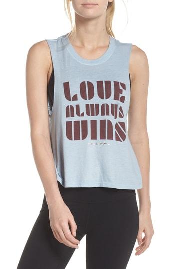 Women's Spiritual Gangster Love Always Wins Crop Tank - Blue