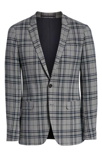 Men's Topman Skinny Fit Plaid Suit Jacket R - Grey