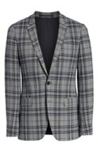 Men's Topman Skinny Fit Plaid Suit Jacket R - Grey