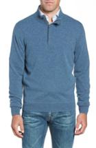 Men's Nordstrom Men's Shop Regular Fit Quarter Zip Cashmere Sweater, Size - Blue