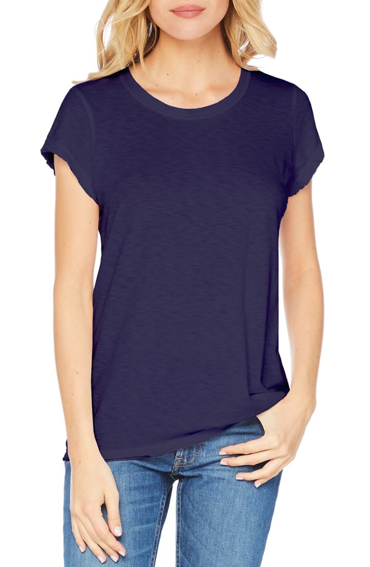 Women's Michael Stars Slub Crewneck Tee, Size - Blue