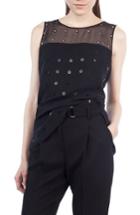 Women's Akris Punto Transparent Cutout Dot Blouse
