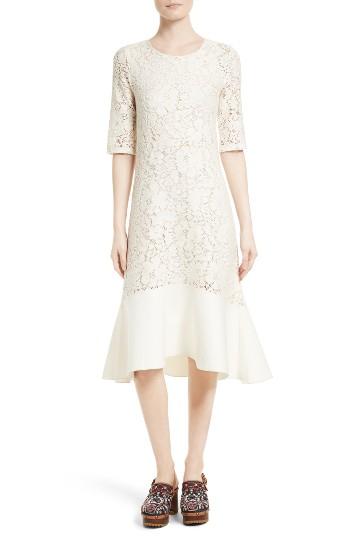 Women's See By Chloe Lace Flounce Hem Dress - Ivory