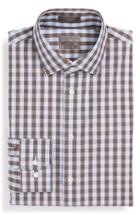 Men's Calibrate Trim Fit Non-iron Check Dress Shirt 34/35 - Blue