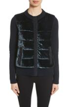 Women's Moncler Quilted Velvet & Knit Cardigan - Blue