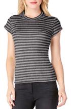 Women's Michael Stars Shine Stripe Crewneck Tee, Size - Grey