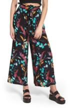 Women's Bp. Floral Paperbag Waist Pants, Size - Black