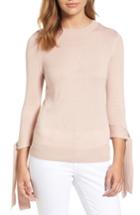 Women's Halogen Tie Sleeve Crewneck Sweater, Size - Pink