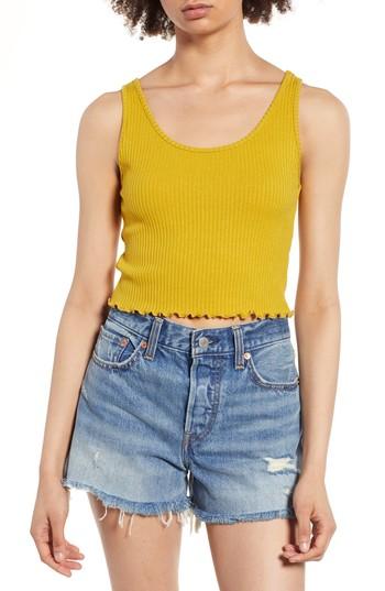 Women's Good Luck Gem Crop Tank - Yellow