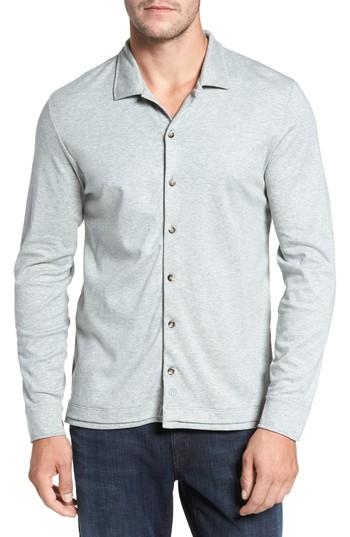 Men's David Donahue Interlock Knit Sport Shirt, Size - Grey