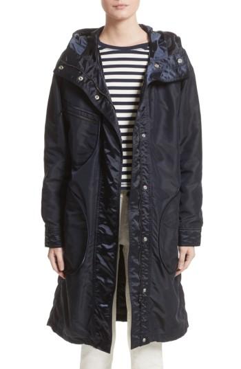 Women's Belstaff Claredon Hooded Raincoat Us / 40 It - Blue