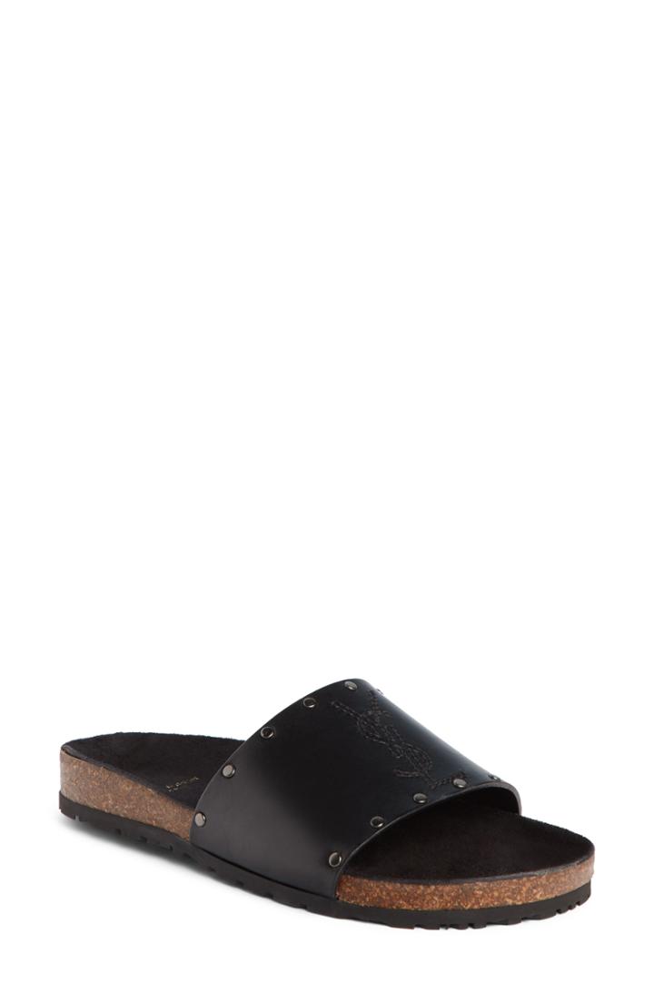 Women's Saint Laurent Jimmy Logo Stud Slide Sandal Us / 34eu - Black