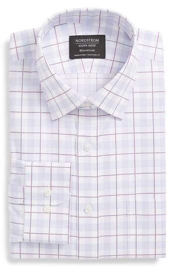 Men's Nordstrom Men's Shop Smartcare(tm) Traditional Fit Plaid Dress Shirt 32/33 - Purple