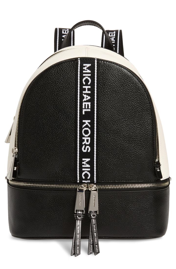 Michael Michael Kors Medium Rhea Leather Backpack - Black