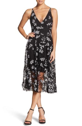 Women's Dress The Population Audrey Plunge Neck Lace Dress - Black