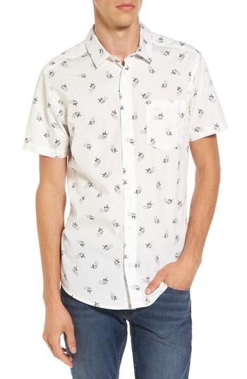 Men's Rvca X Kevin Long Hummingbird Woven Shirt, Size - White