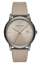 Men's Emporio Armani Round Leather Strap Watch, 43mm