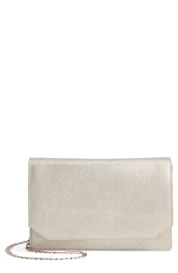 Women's Nordstrom Hunter Saffiano Leather Wallet On A Chain - Metallic