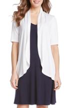 Women's Karen Kane 'sophie' Short Sleeve Jersey Open Front Cardigan - Ivory