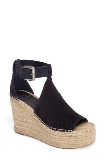 Women's Marc Fisher Ltd Annie Perforated Espadrille Platform Wedge .5 M - Blue