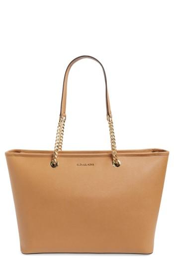 Michael Michael Kors 'medium Jet Set Chain' Saffiano Leather Tote - Brown