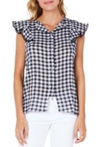 Women's Michael Stars Reversible Stretch Cotton Gingham Top - Black