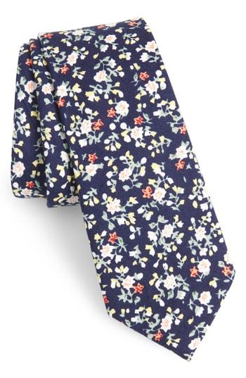 Men's 1901 Venera Floral Cotton Tie, Size - Blue