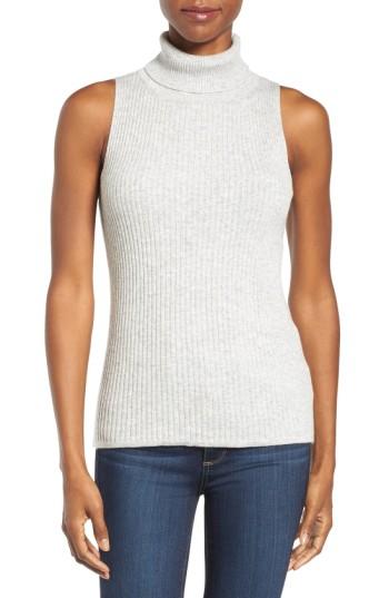 Women's Press Sleeveless Rib Knit Turtleneck - Grey