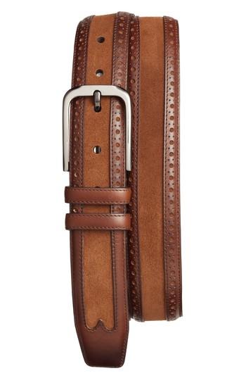 Men's Mezlan Fuju Suede & Leather Belt