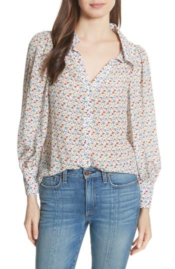 Women's Alice + Olivia Salome Print Silk Blouse - Blue