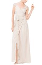 Women's Ceremony By Joanna August 'newbury' Gathered Sleeve Lace Wrap Gown