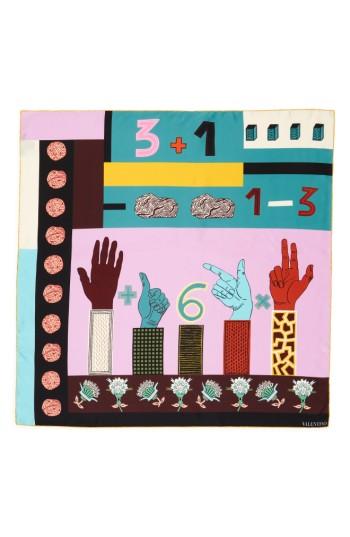 Women's Valentino Counting Silk Scarf, Size - Pink