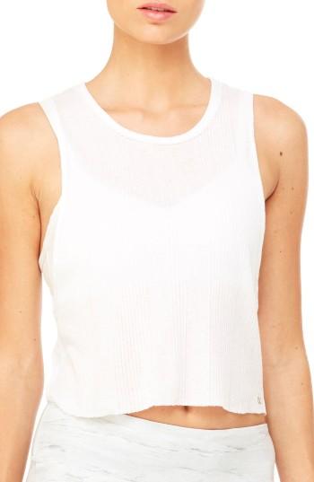 Women's Alo Air Crop Muscle Tank - White