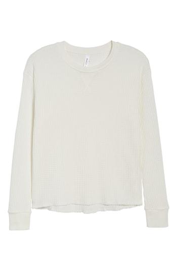 Women's Rvca Cited Waffle Knit Pullover Top - White