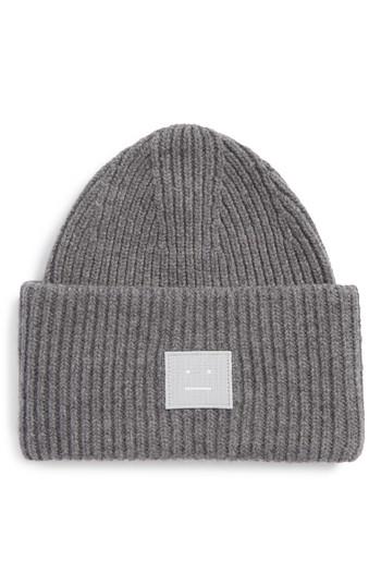 Women's Acne Studios Pansy Rib Knit Beanie - Grey