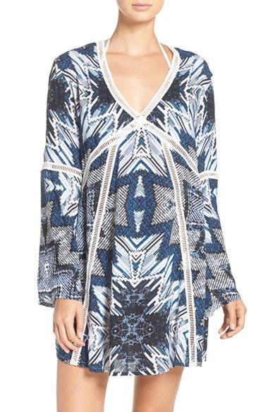 Women's Red Carter Print Cover-up Caftan