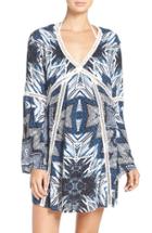 Women's Red Carter Print Cover-up Caftan