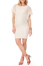 Women's Ingrid & Isabel Flutter Sleeve Lace Maternity Dress - White
