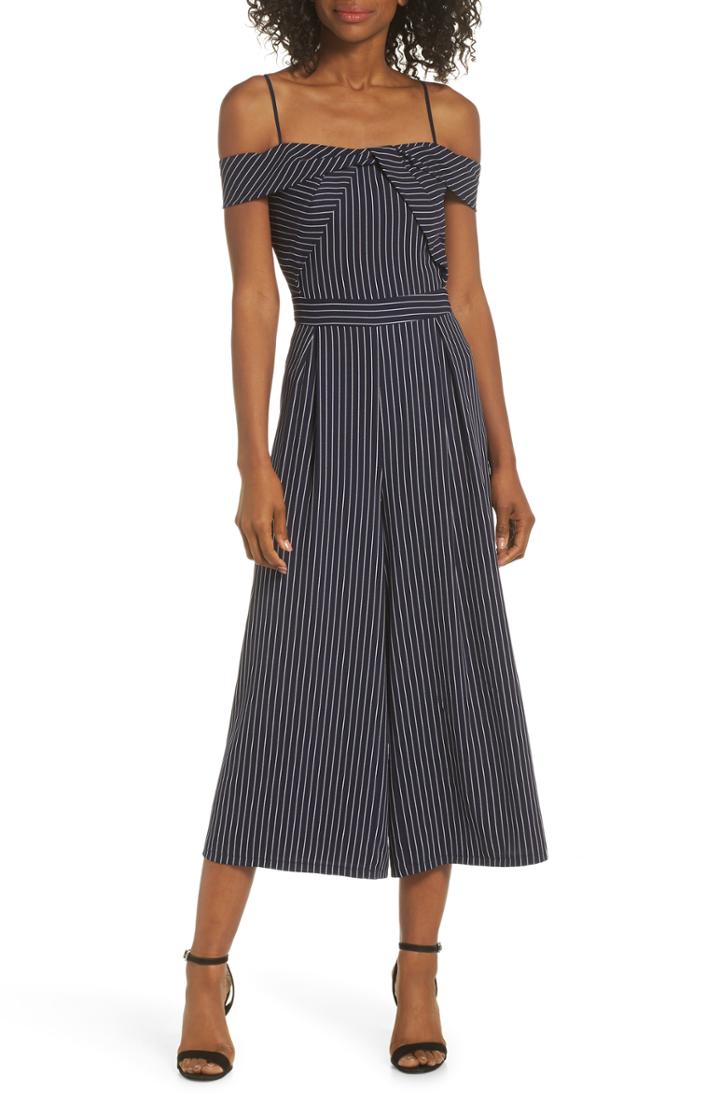Women's Adelyn Rae Emrata Off The Shoulder Culotte Jumpsuit - Blue