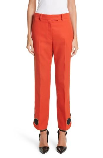 Women's Calvin Klein 205w39nyc Embroidered Hem Wool Gabardine Pants Us / 36 It - Red