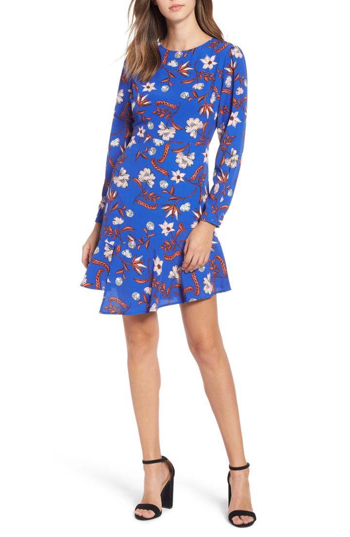 Women's Astr The Label Asymmetrical Ruffle Hem Dress - Blue