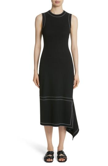 Women's Rosetta Getta Asymmetrical Contrast Stitch Dress - Black