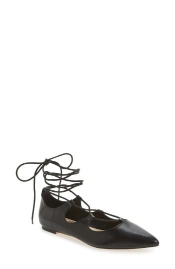 Women's Callisto 'rian' Ghillie Lace Pointy Toe Flat M - Black