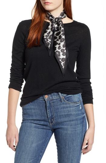 Women's Echo Leopard Diamond Silk Scarf, Size - Black