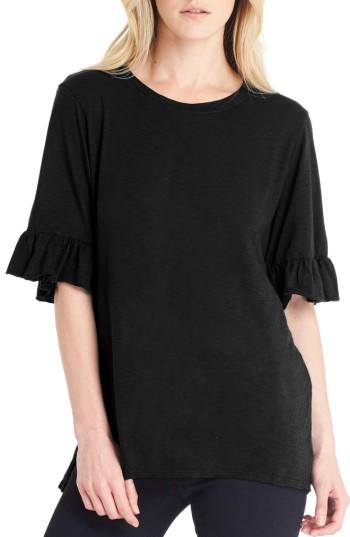 Women's Michael Stars Ruffle Sleeve Top, Size - Black