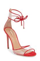 Women's Aquazzura Optic Clear Ankle Tie Sandal Us / 35eu - Red