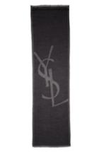 Women's Saint Laurent Logo Jacquard Scarf, Size - Black