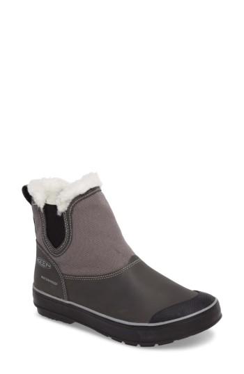 Women's Keen Elsa Chelsea Waterproof Faux Fur Lined Boot .5 M - Grey