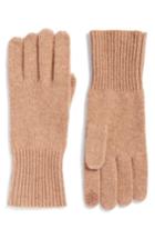 Women's Halogen Rib Knit Cashmere Gloves, Size - Brown